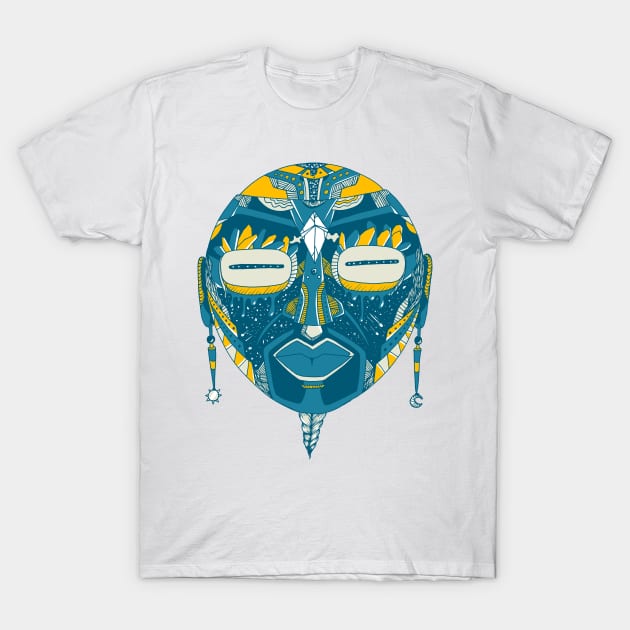 Retro Wave African Mask 2 T-Shirt by kenallouis